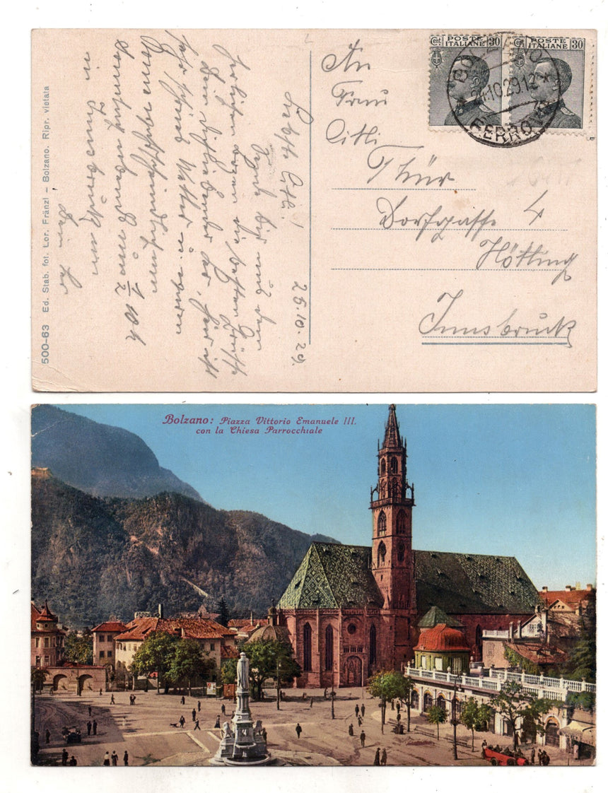 Cartolina Sudtirol Alto Adige Bolzano Bozen Waltherplatz Bolzano piazza Walter | Collezionissimo