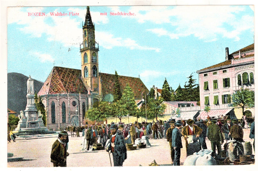 Cartolina Sudtirol Alto Adige Bolzano Bozen Waltherplatz Bolzano piazza Walter | Collezionissimo