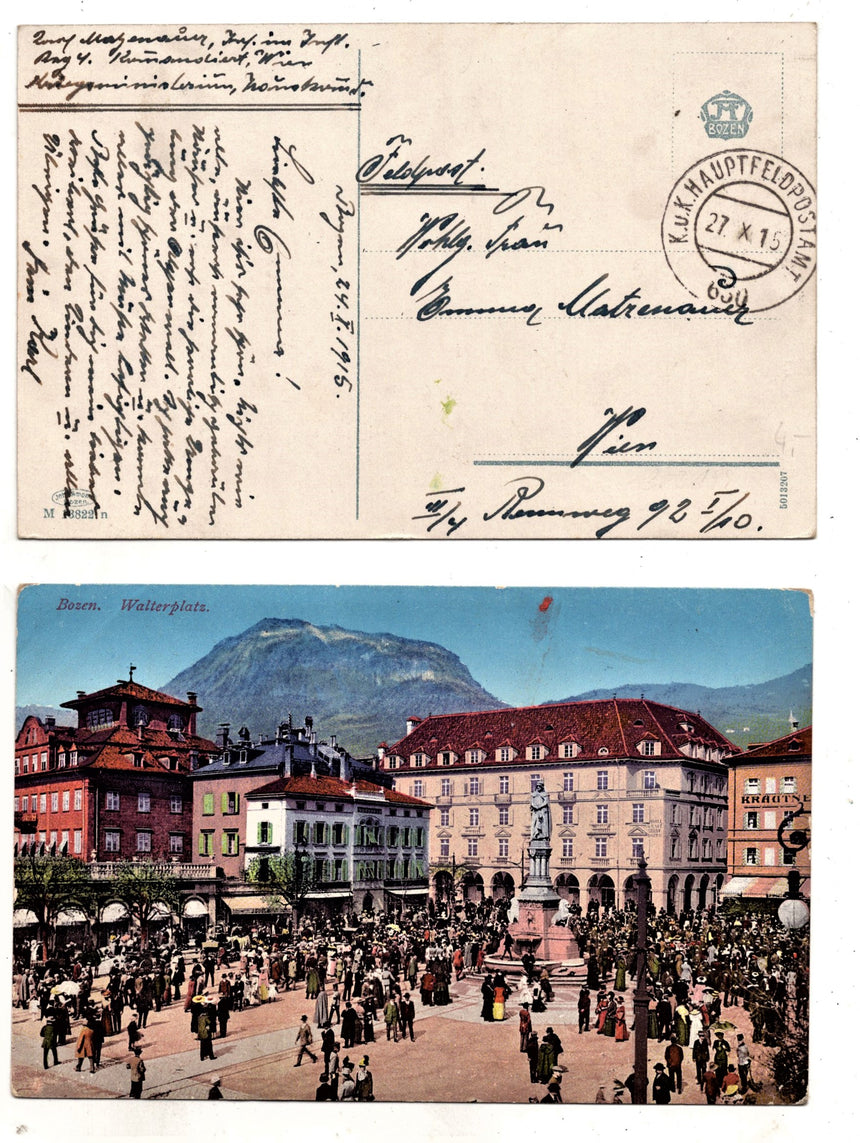 Cartolina Sudtirol Alto Adige Bolzano Bozen Waltherplatz Bolzano piazza Walter | Collezionissimo