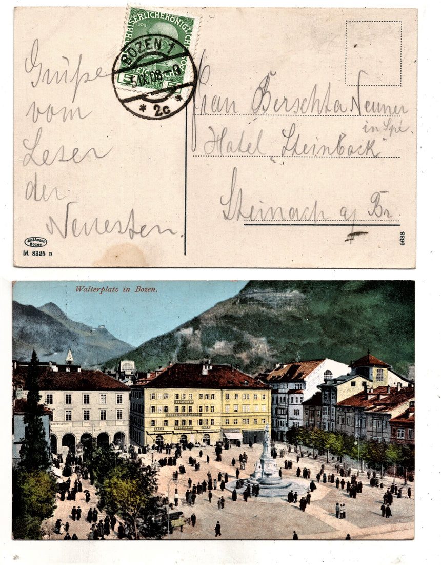 Cartolina Sudtirol Alto Adige Bolzano Bozen Waltherplatz Bolzano piazza Walter | Collezionissimo