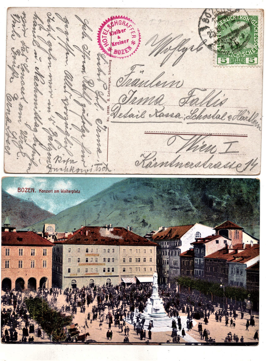 Cartolina Sudtirol Alto Adige Bolzano Bozen Waltherplatz Bolzano piazza Walter | Collezionissimo