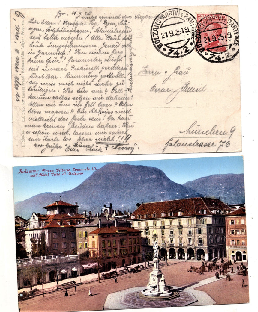 Cartolina Sudtirol Alto Adige Bolzano Bozen Waltherplatz Bolzano piazza Walter | Collezionissimo