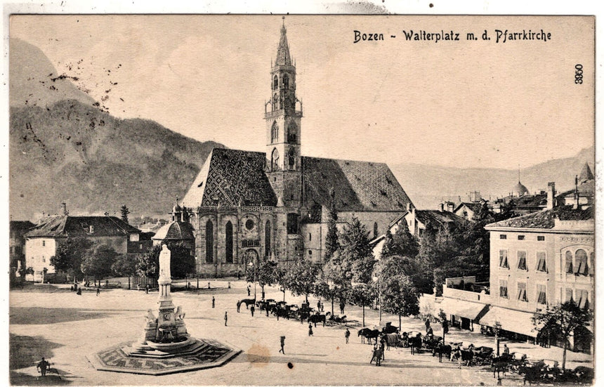 Cartolina Sudtirol Alto Adige Bolzano Bozen Waltherplatz Bolzano piazza Walter | Collezionissimo. Cartolina firmata e viaggiata