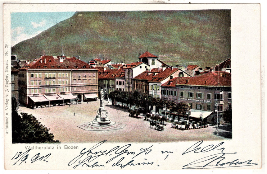 Cartolina Sudtirol Alto Adige Bolzano Bozen Waltherplatz Bolzano piazza Walter | Collezionissimo