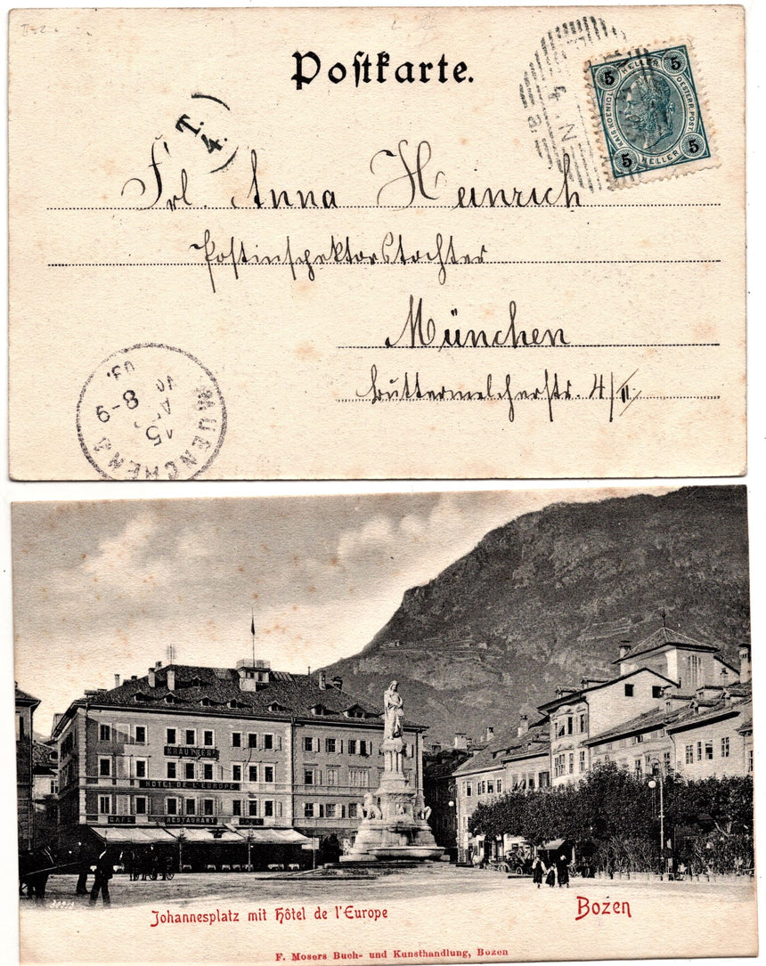 Cartolina Sudtirol Alto Adige Bolzano Bozen Waltherplatz Bolzano piazza Walter | Collezionissimo