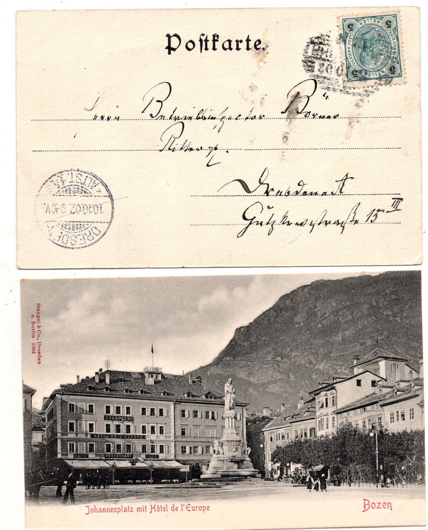 Cartolina Sudtirol Alto Adige Bolzano Bozen Waltherplatz Bolzano piazza Walter | Collezionissimo