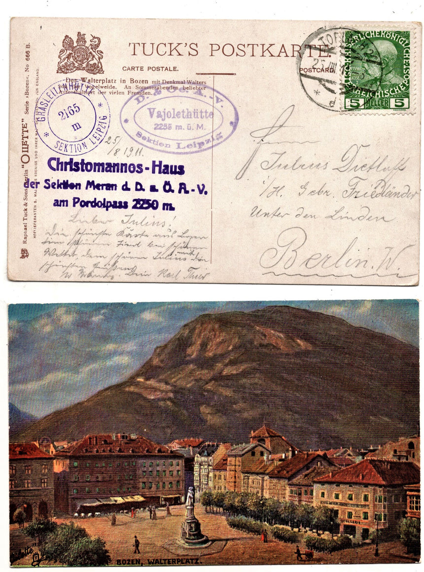 Cartolina Sudtirol Alto Adige Bolzano Bozen Waltherplatz Bolzano piazza Walter | Collezionissimo