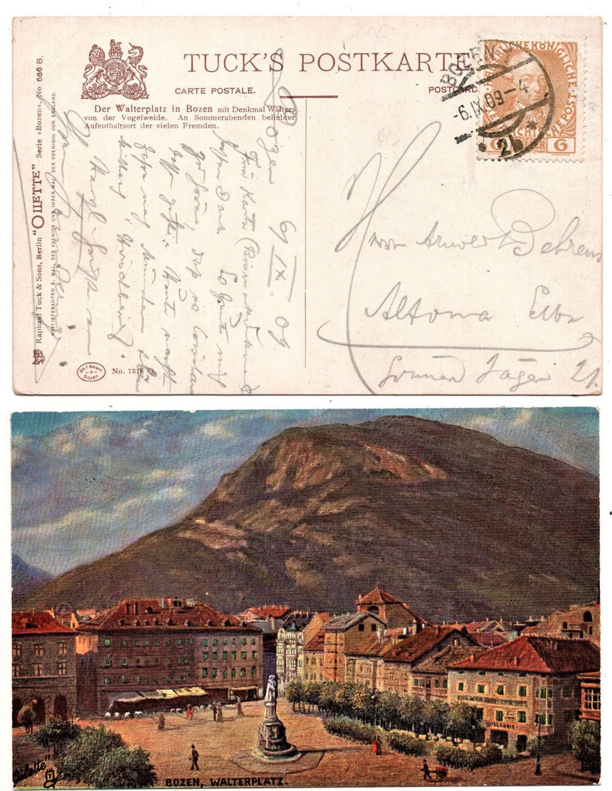 Cartolina Sudtirol Alto Adige Bolzano Bozen Waltherplatz Bolzano piazza Walter | Collezionissimo