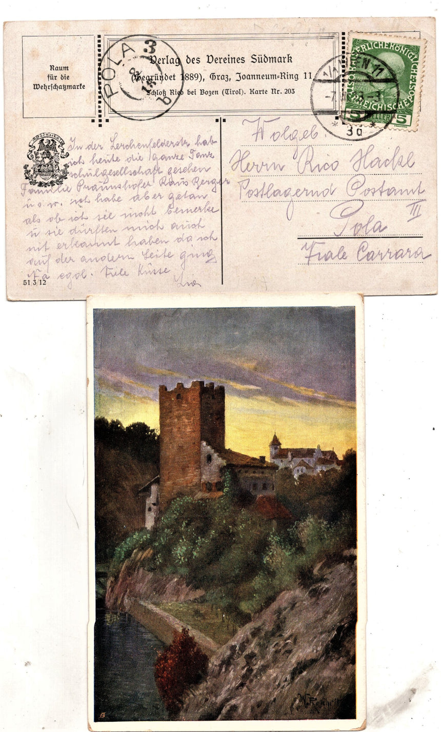 Cartolina Sudtirol Alto Adige Bolzano Bozen Schloss Ried karte 203 Sudmark | Collezionissimo