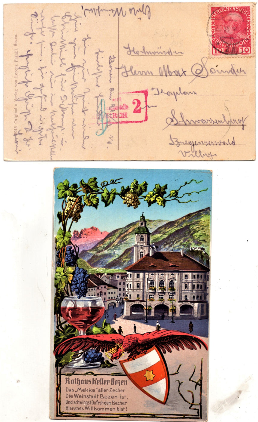 Cartolina Sudtirol Alto Adige Bolzano Bozen Rathaus Keller original vom Lorenz Frranzl | Collezionissimo