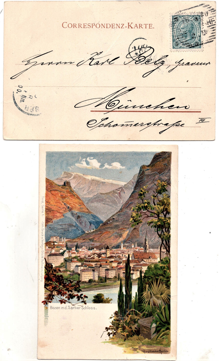 Cartolina Sudtirol Alto Adige Bolzano Bozen und Sarner Schloss | Collezionissimo