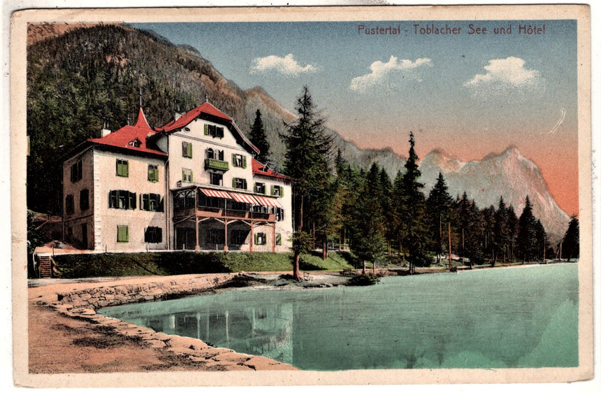 Cartolina Sudtirol Alto Adige Bolzano Bozen Pustertal Toblacher See und Hotel | Collezionissimo