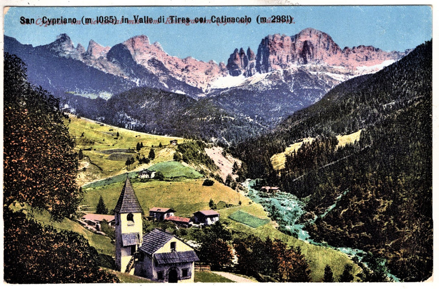 Cartolina Sudtirol Alto Adige Bolzano Bozen San Cipriano valle di Tires  | Collezionissimo