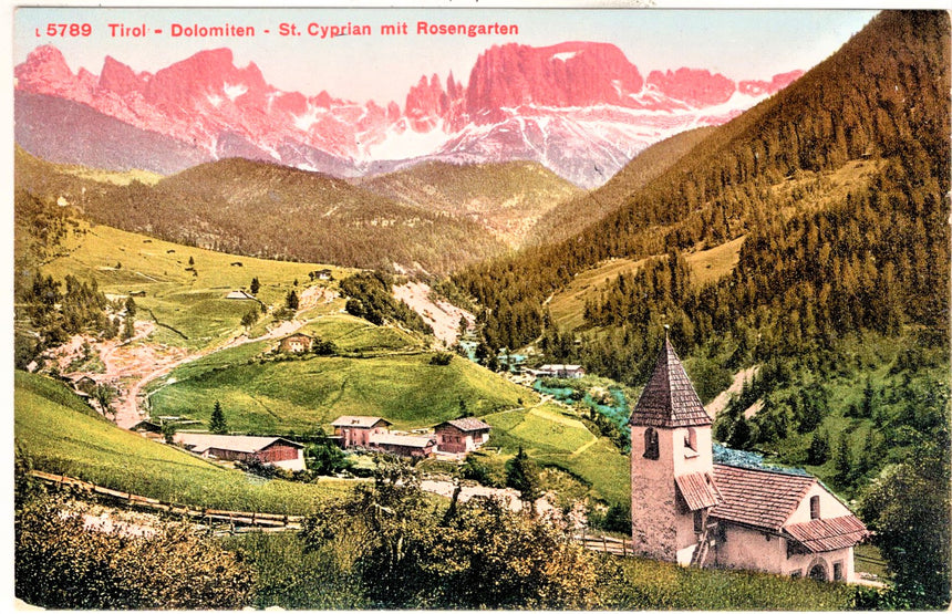 Cartolina Sudtirol Alto Adige Bolzano Bozen Dolomiti St.Cipriano e Rosengarten | Collezionissimo