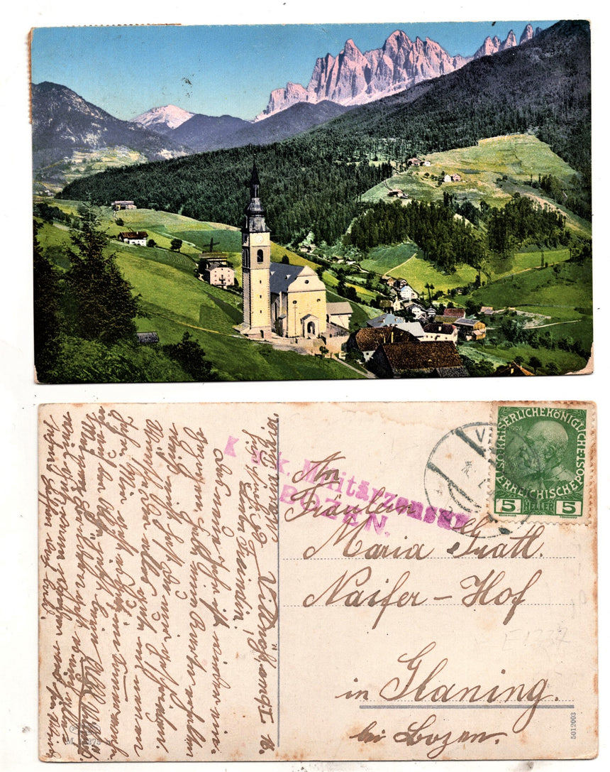 Cartolina Sudtirol Alto Adige Bolzano Bozen St. Petergegen die Geislerspitzen | Collezionissimo