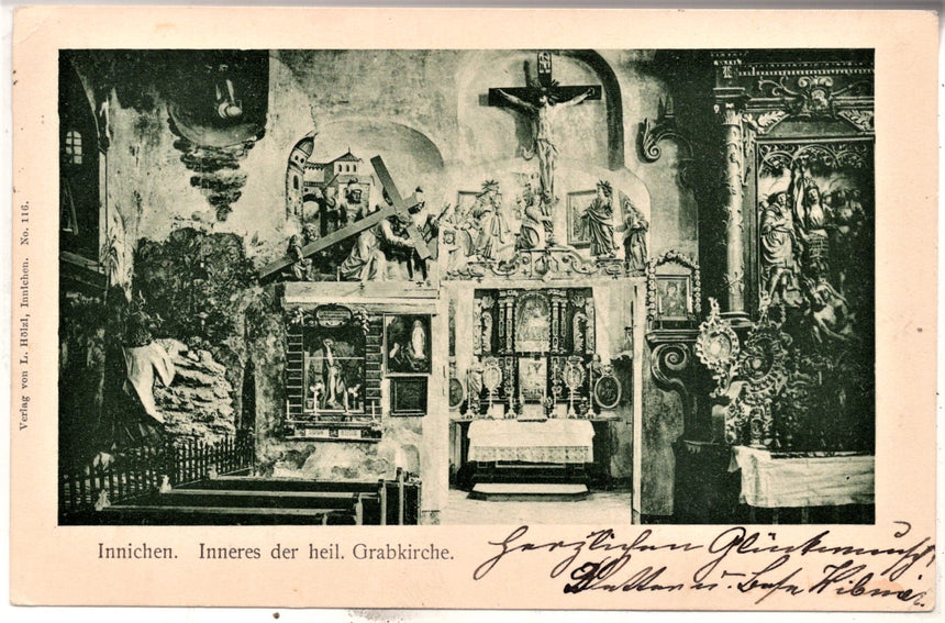 Cartolina Sudtirol Alto Adige Bolzano Bozen Innichen inneres der heil Grabkirche | Collezionissimo. Cartolina firmata e viaggiata