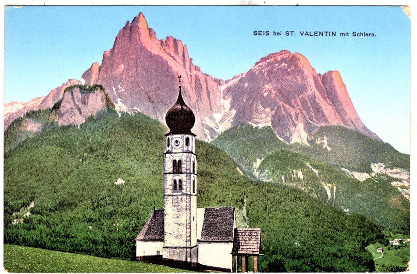 Cartolina Sudtirol Alto Adige Bolzano Bozen Seis mit Schlern la Chiesa | Collezionissimo