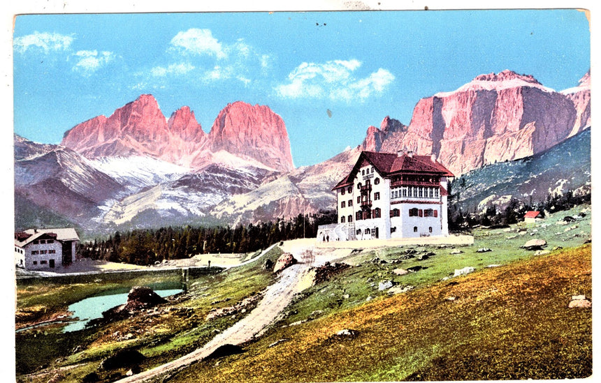 Cartolina Sudtirol Alto Adige Bolzano Bozen Hotel Pordoi an der Dolomitenstrasse | Collezionissimo