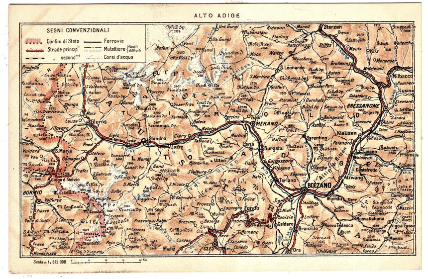 Cartolina Sudtirol Alto Adige Bolzano Bozen Cartina geografica Alto Adige | Collezionissimo