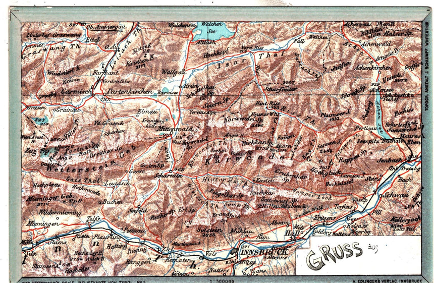 Cartolina Sudtirol Alto Adige Bolzano Bozen Cartina geografica Gruss del Tirolo | Collezionissimo