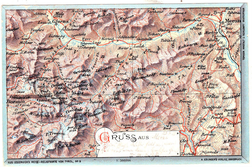 Cartolina Sudtirol Alto Adige Bolzano Bozen Cartina geografica Gruss del Sudtirol | Collezionissimo