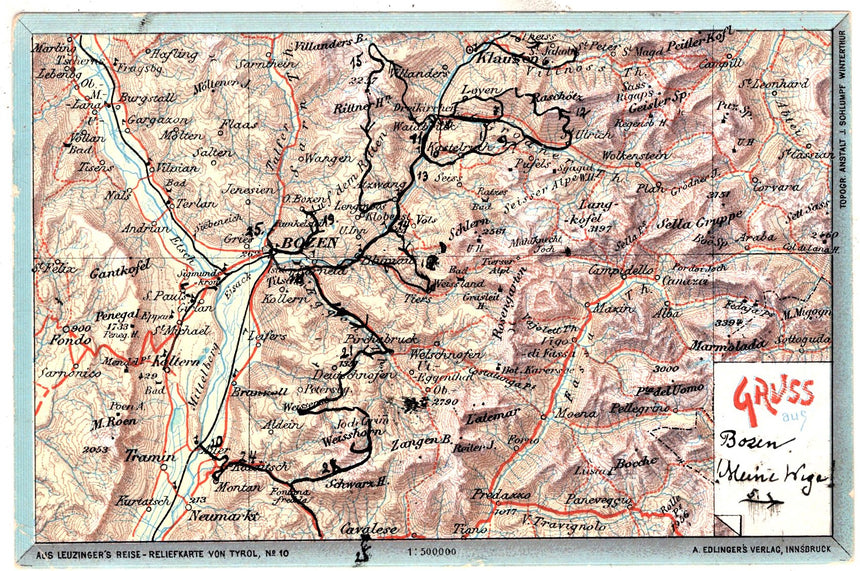 Cartolina Sudtirol Alto Adige Bolzano Bozen Cartina geografica Alto Adige | Collezionissimo