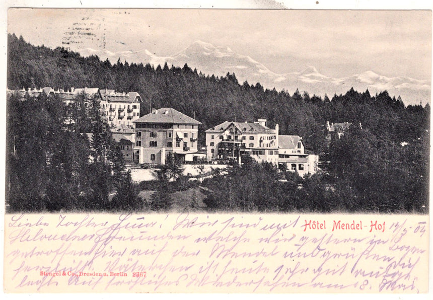 Cartolina Sudtirol Alto Adige Bolzano Bozen la Mendola Hotel Mendel Hof | Collezionissimo