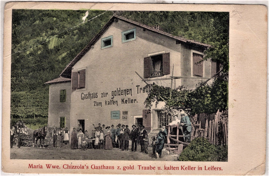 Cartolina Sudtirol Alto Adige Bolzano Bozen Laives Leifers Chizzola Gasthaus cartolina con piega in alto | Collezionissimo