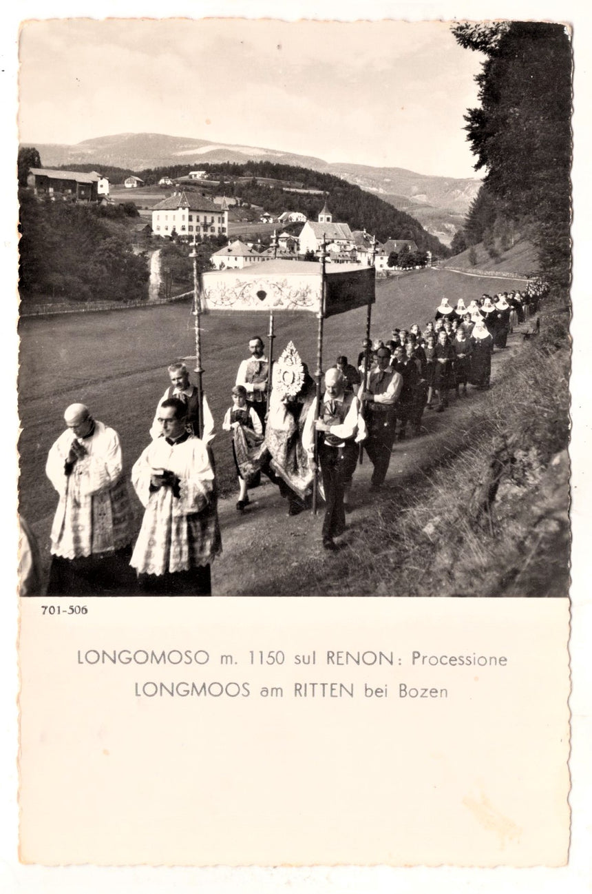 Cartolina Sudtirol Alto Adige Bolzano Bozen Longomoso sul Renon processione | Collezionissimo