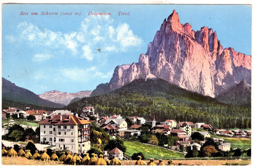 Cartolina Sudtirol Alto Adige Bolzano Bozen Seis am Schlern Hotel Seiser Hof | Collezionissimo