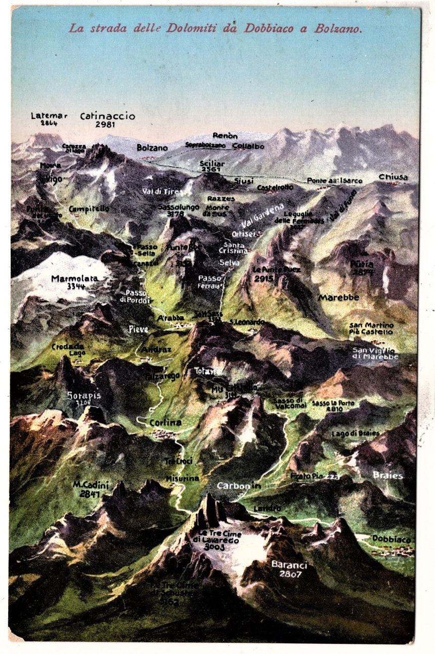 Cartolina Sudtirol Alto Adige Bolzano Bozen Strada delle Dolomiti da Dobbiaco a Bolzano | Collezionissimo