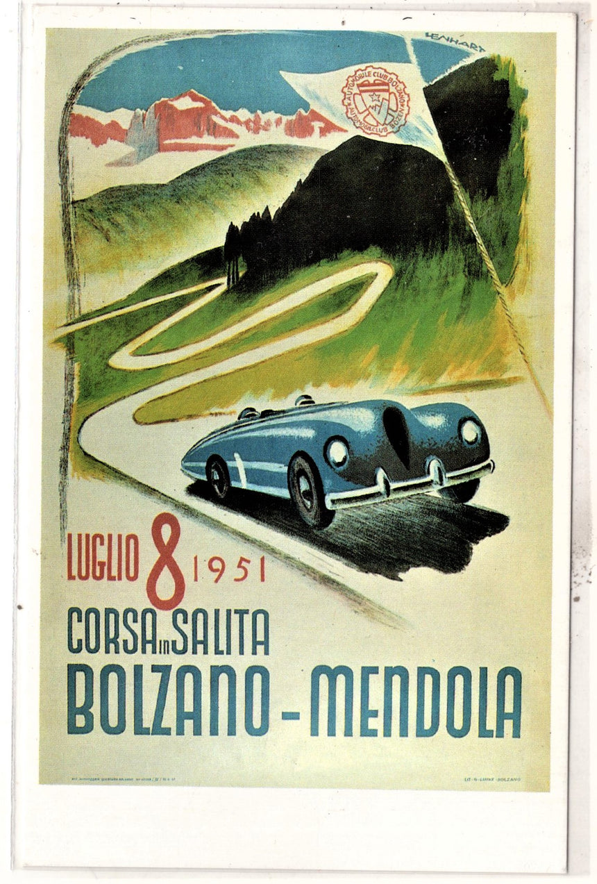 Cartolina Sudtirol Alto Adige Bozen Lenhart corsa automobilistica Bolzano Mandola | Collezionissimo