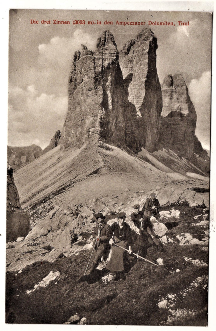 Cartolina Sudtirol Alto Adige Bolzano Bozen Dolomiti le 3 cime alpinisti | Collezionissimo