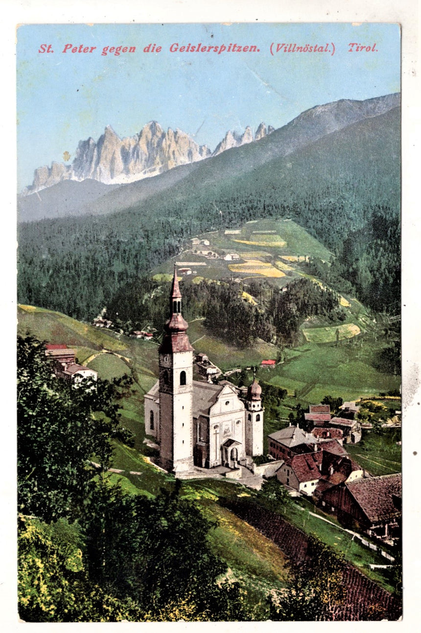 Cartolina Sudtirol Alto Adige Bolzano Bozen St.Peter gegen die Geislerspitzen | Collezionissimo