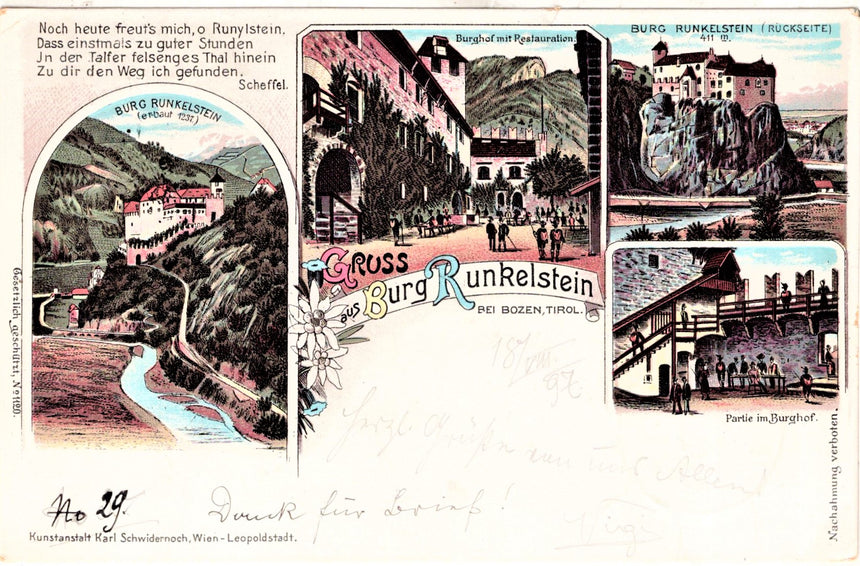 Cartolina Sudtirol Alto Adige Bolzano Bozen Gruss aus Burg Runkelstein | Collezionissimo