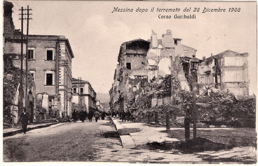 Cartolina Messina Corso Garibaldi dopo il terremoto 1908 | Collezionissimo