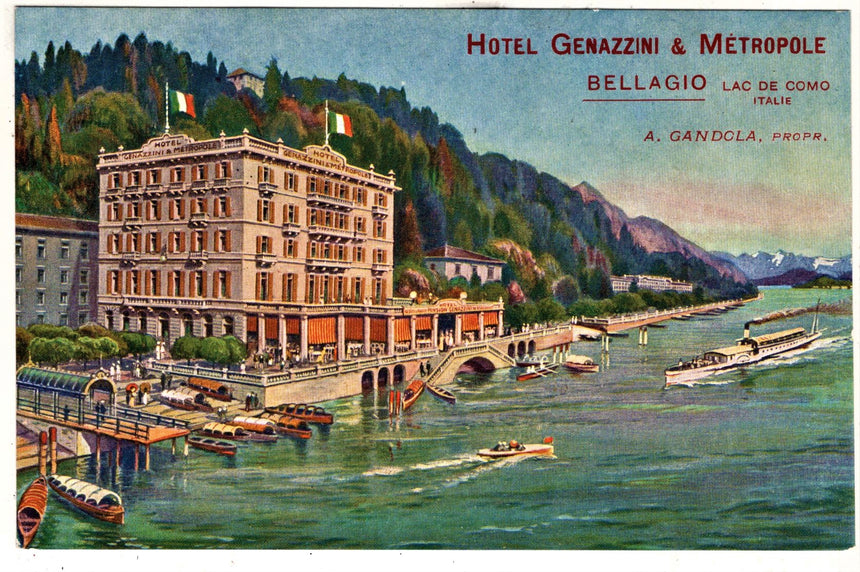 Cartolina Bellagio Hotel Genazzini e Metropole Gandola prop. | Collezionissimo