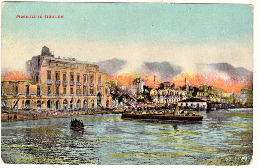 Cartolina Messina in fiamme | Collezionissimo