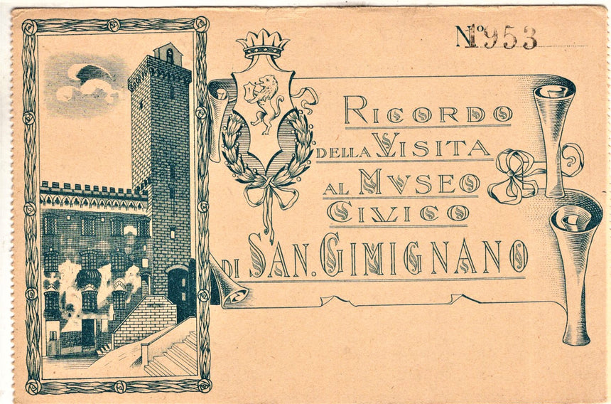 Cartolina San Giminiano biglietto ingresso al museo | Collezionissimo