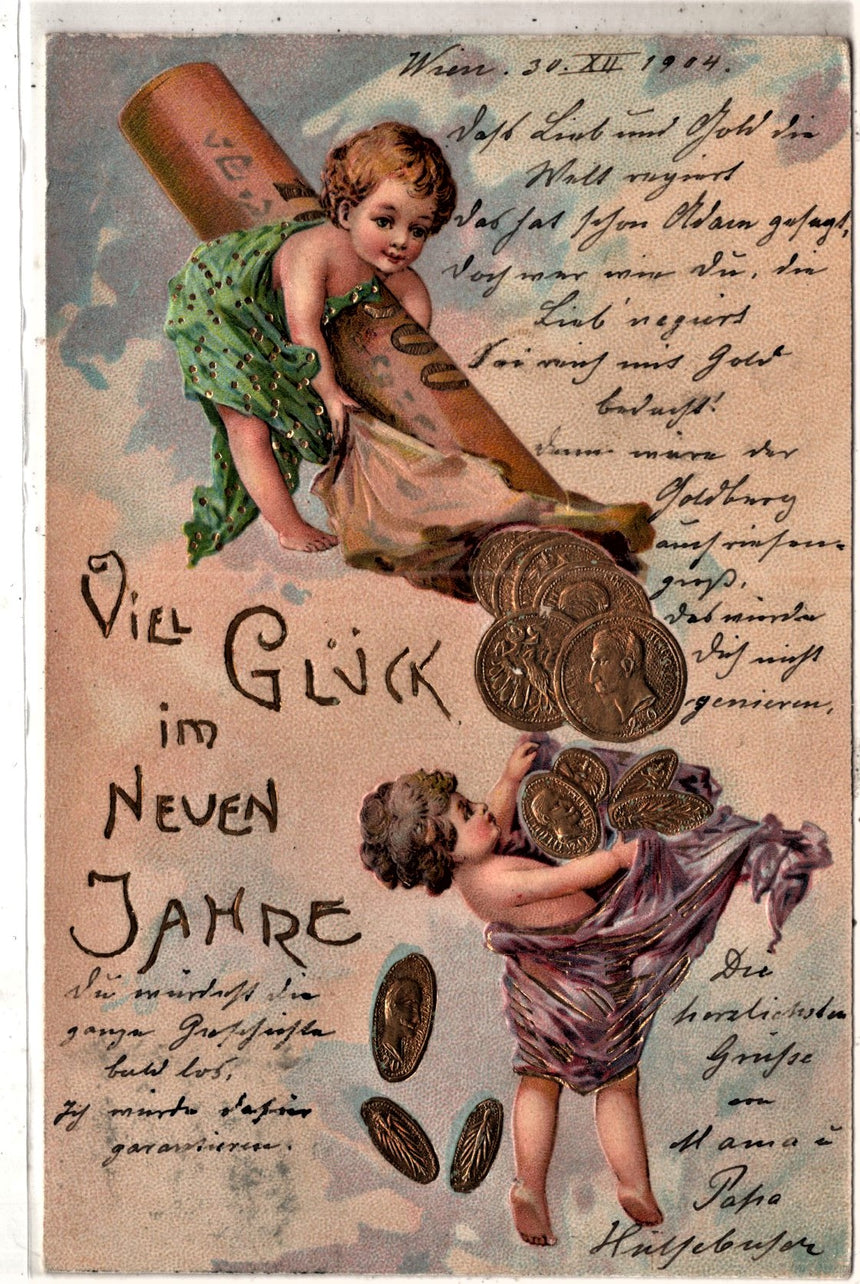 Cartolina Buon Natale / anno. Frohe Weihnachten / Neues Jahr. Merry Christmas & Happy New Year | Collezionissimo