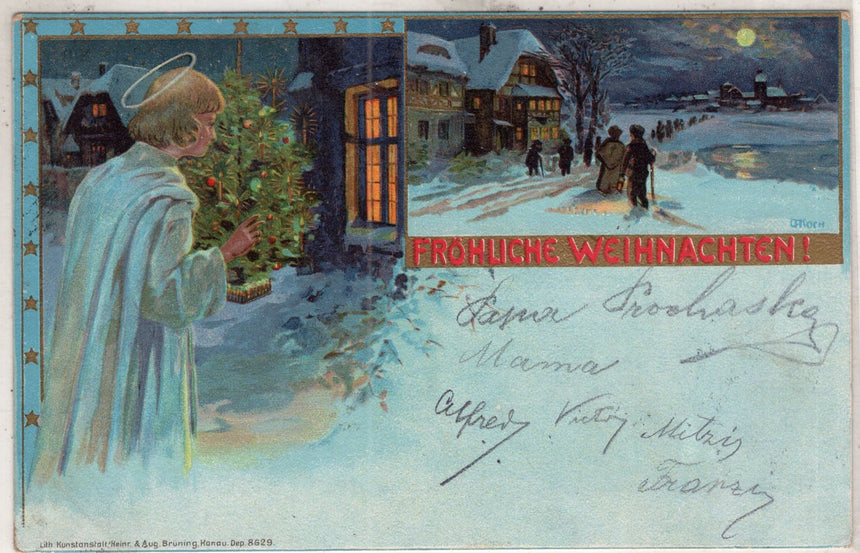 Cartolina Buon Natale / anno. Frohe Weihnachten / Neues Jahr. Merry Christmas & Happy New Year | Collezionissimo