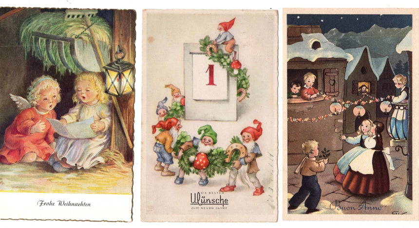 Cartolina Buon Natale / anno. Frohe Weihnachten / Neues Jahr. Merry Christmas & Happy New Year | Collezionissimo