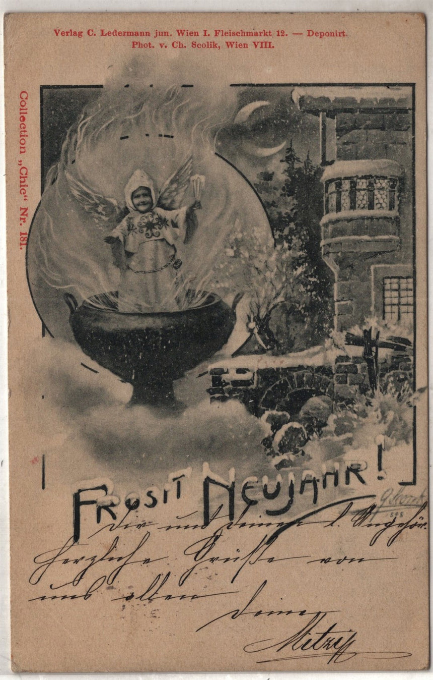 Cartolina Buon Natale / anno. Frohe Weihnachten / Neues Jahr. Merry Christmas & Happy New Year | Collezionissimo