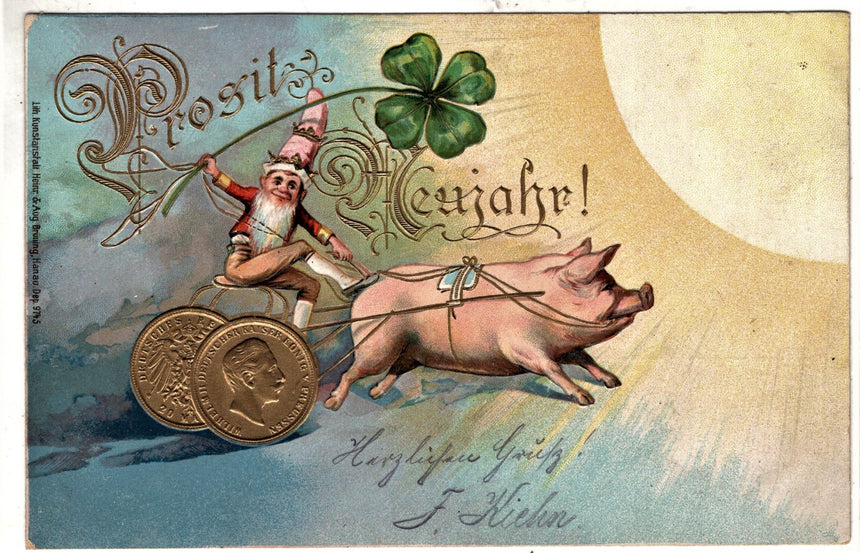 Cartolina Buon Natale / anno. Frohe Weihnachten / Neues Jahr. Merry Christmas & Happy New Year | Collezionissimo