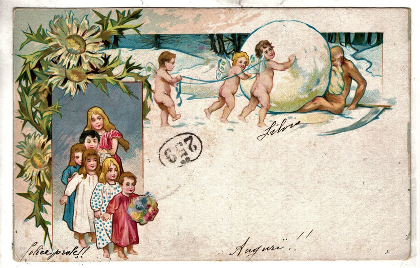 Cartolina Buon Natale / anno. Frohe Weihnachten / Neues Jahr. Merry Christmas & Happy New Year | Collezionissimo