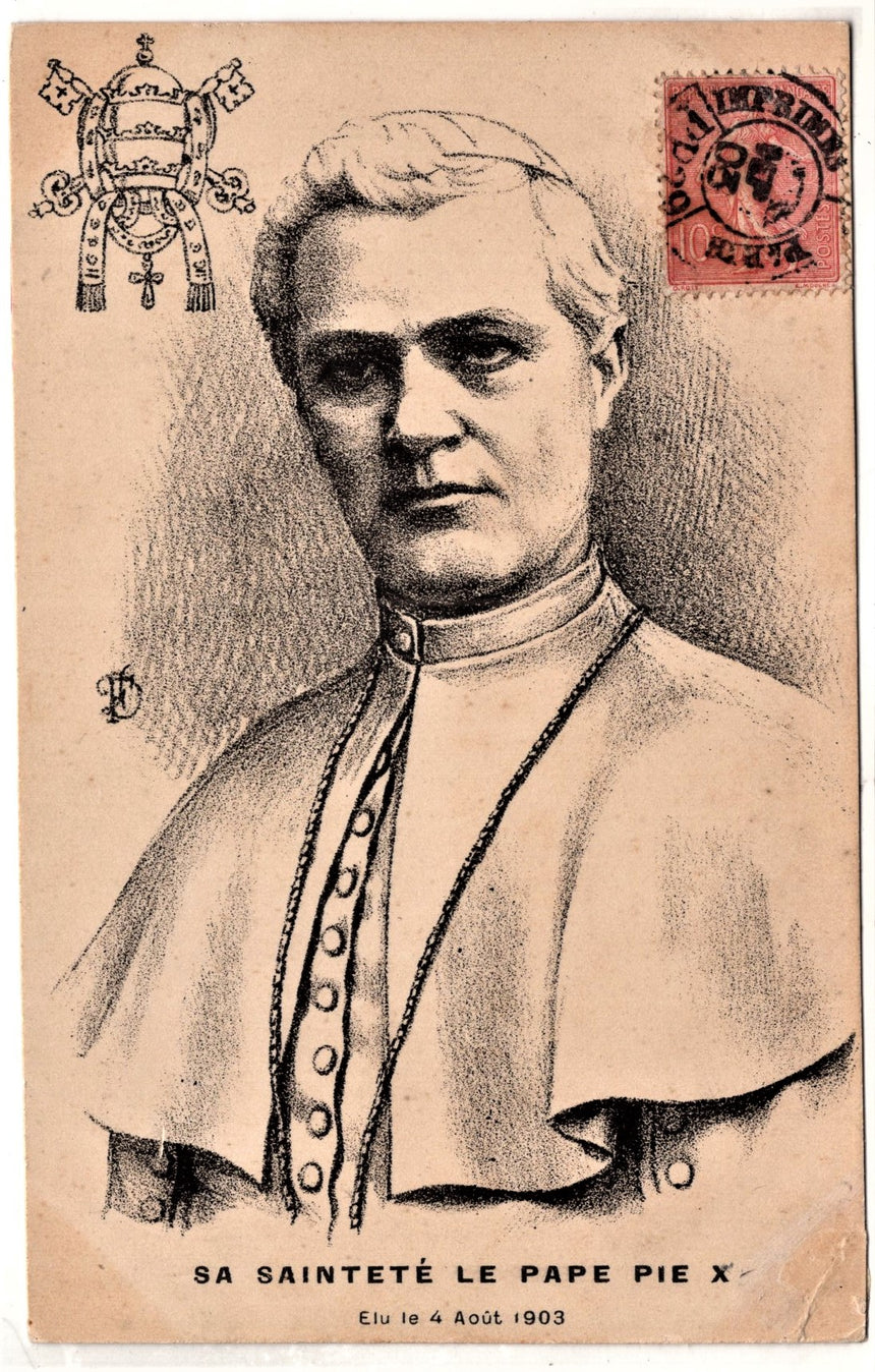 Cartolina Gesù. Madonna. San Giuseppe. Sacra Famiglia. Santi. Papa Pio X | Collezionissimo