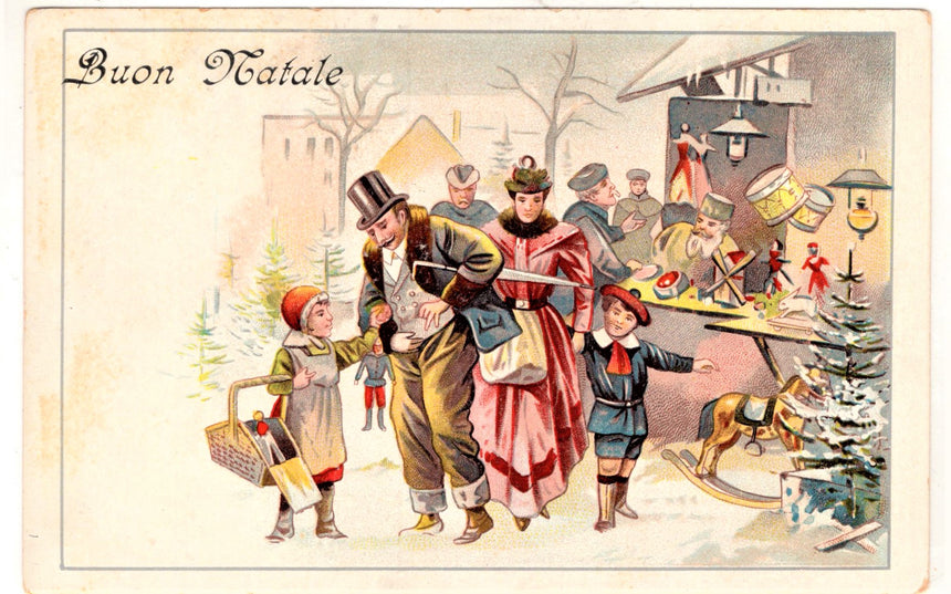 Cartolina Buon Natale / anno. Santini. Militari | Collezionissimo