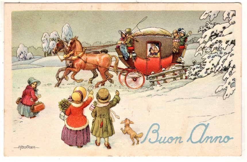 Cartolina Buon Natale / anno. Santini. Militari | Collezionissimo