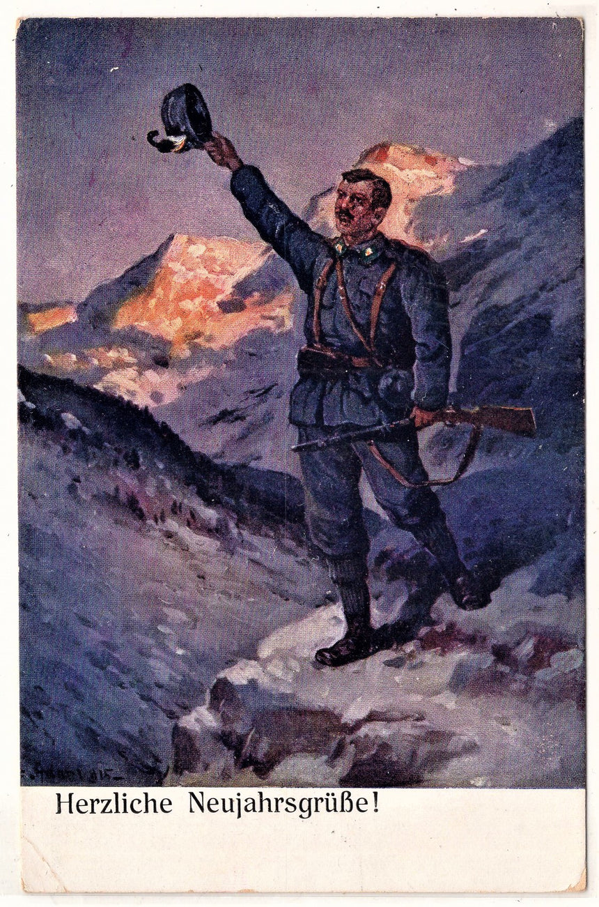 Cartolina Buon Natale / anno. Santini. Militari | Collezionissimo