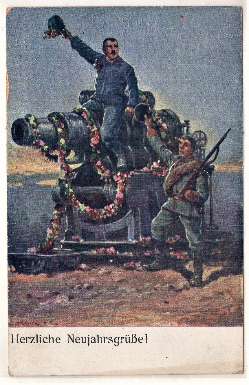 Cartolina Buon Natale / anno. Santini. Militari | Collezionissimo